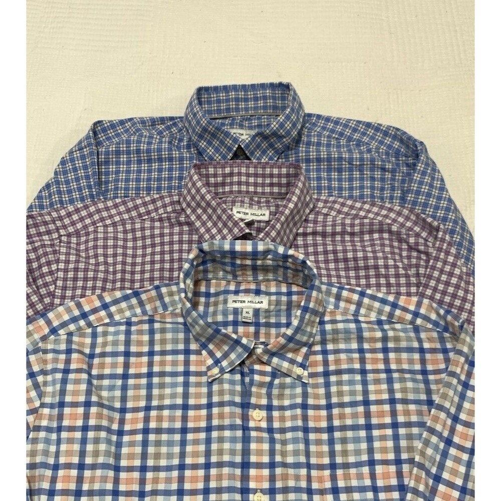 Peter Millar Shirts Lot Of 3 Mens XL Long Sleeve Button Performance Cotton Nylon